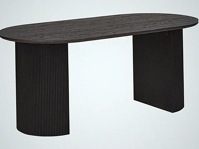 Esstisch 180 x 90 cm schwarz geriffelte Beine oval minimalistischer Stil Savory