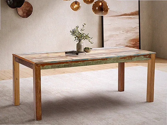 Esstisch 180x90cm Massivholz recyceltes Altholz mehrfarbig lackiert NEU OVP!!!