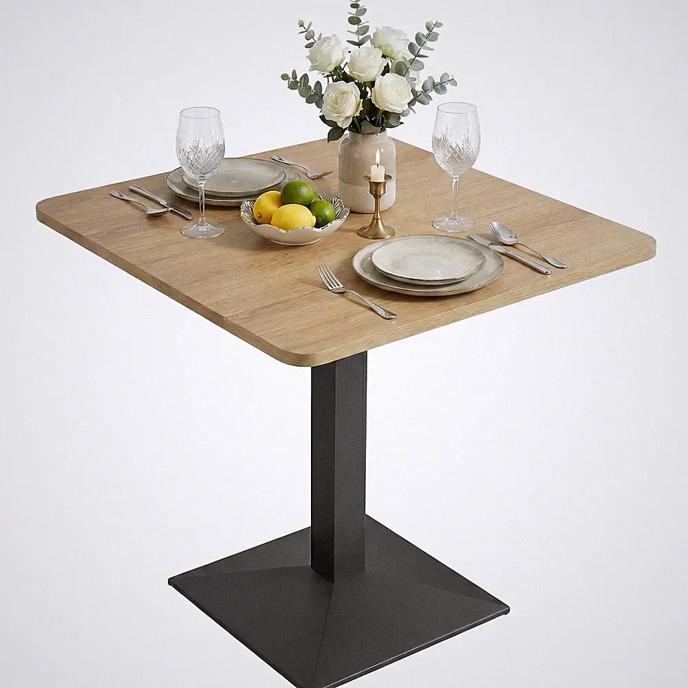 Esstisch 70x70cm Küchentisch für 2 Personen mit Holzoptik Stahlbasis Dunkelbraun