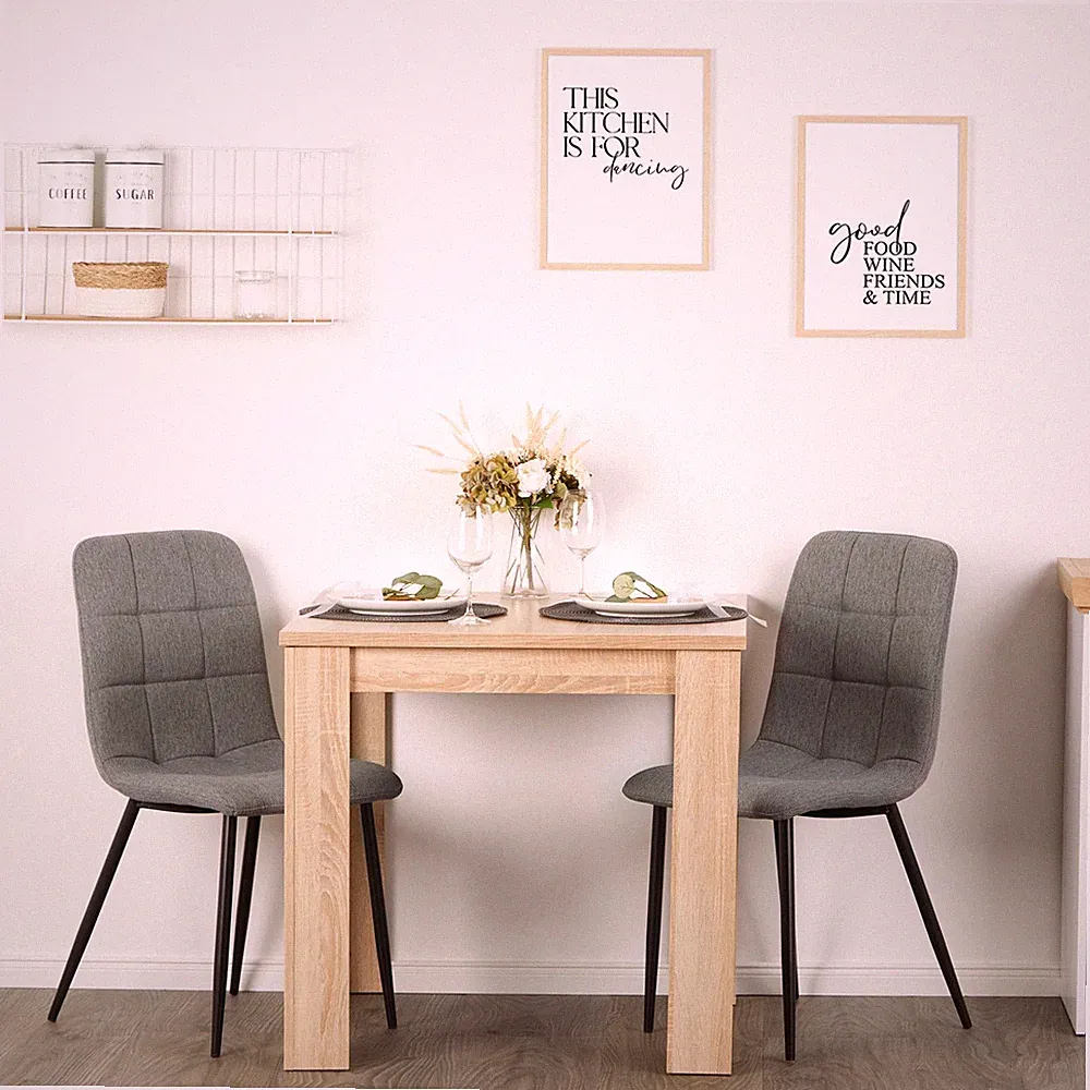 Esstisch 80x80 mit 2 Stühlen Essgruppe Eiche Sonoma Grau Wohnbereich Homestyle4u