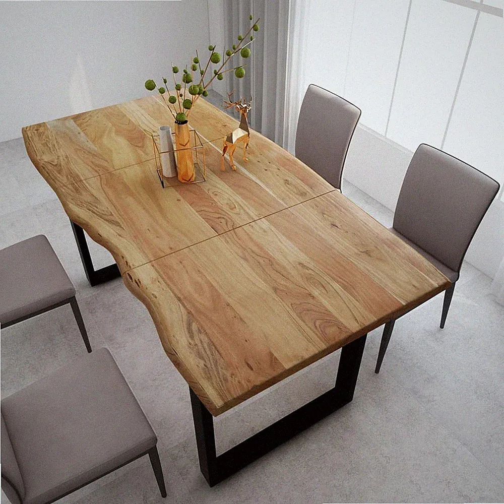 Esstisch Akazie Massivholz Küchentisch Esszimmertisch Baumstamm Holztisch Möbel