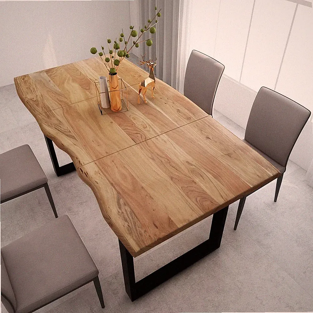 Esstisch Akazie Massivholz Küchentisch Esszimmertisch Baumstamm Holztisch Möbel