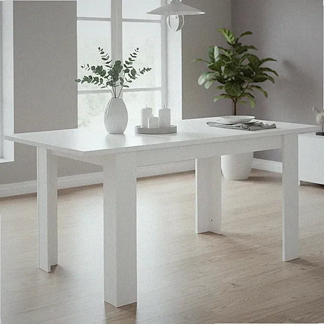 Esstisch ausziehbar 120x80 cm Holz Weiß Küchentisch Wohnzimmertisch Homestyle4u