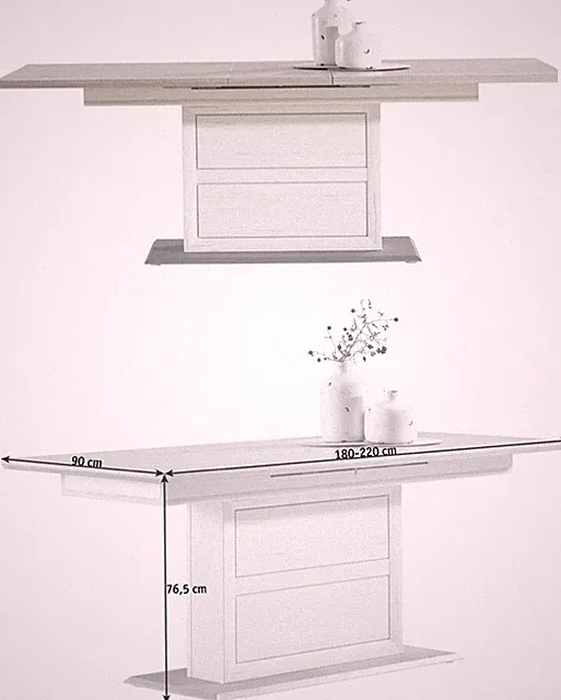 ESSTISCH Ausziehbar 180-220/90/76,2 cm Grau, Silberfarben, Weiß rechteckig
