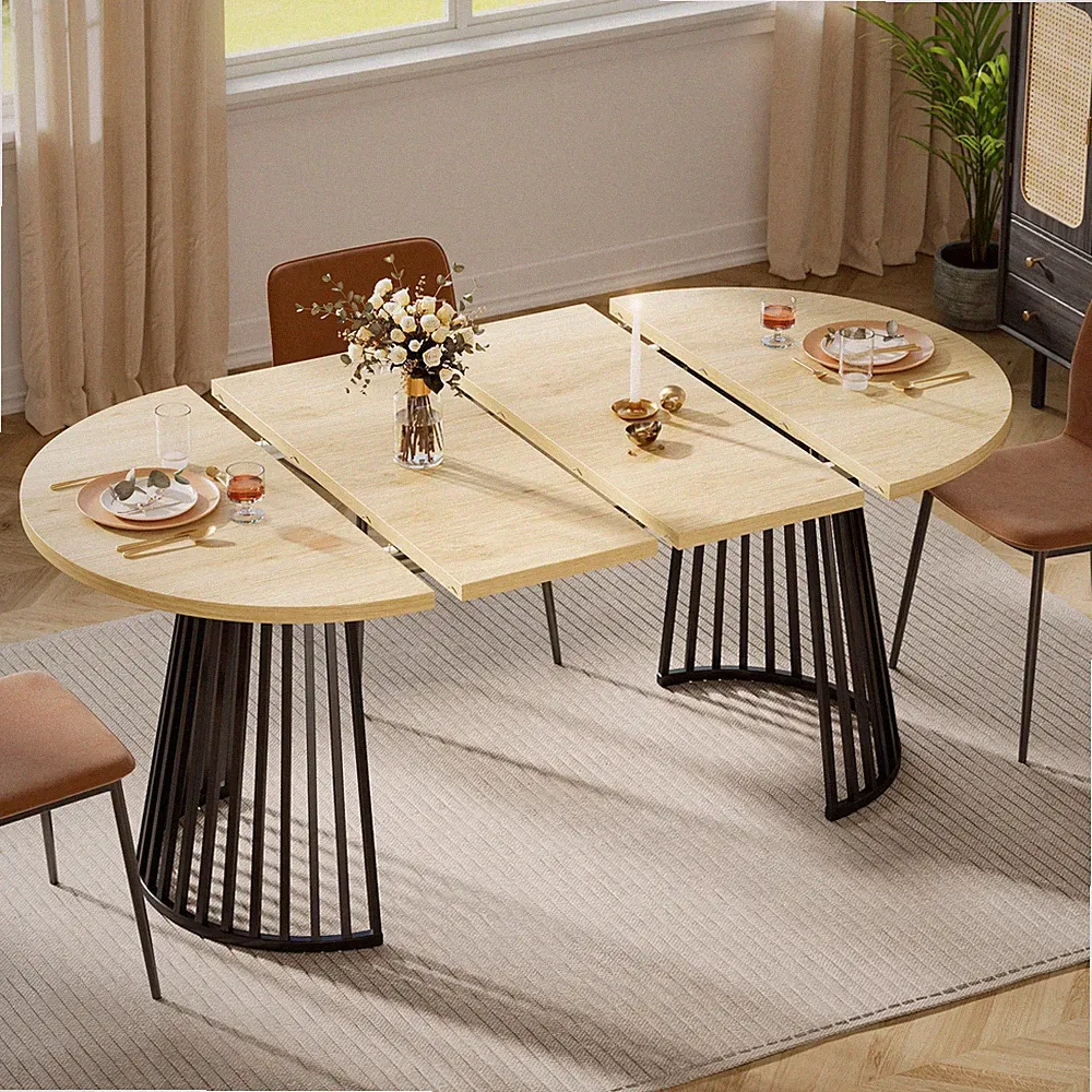 Esstisch Ausziehbar Ausziehbarer Tisch Rund für 4-8 Personen für Küche,Esszimmer