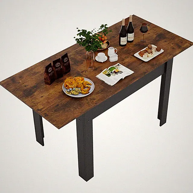 Esstisch ausziehbar Holz Metall Vintage Braun industriell Essen 105-150cm