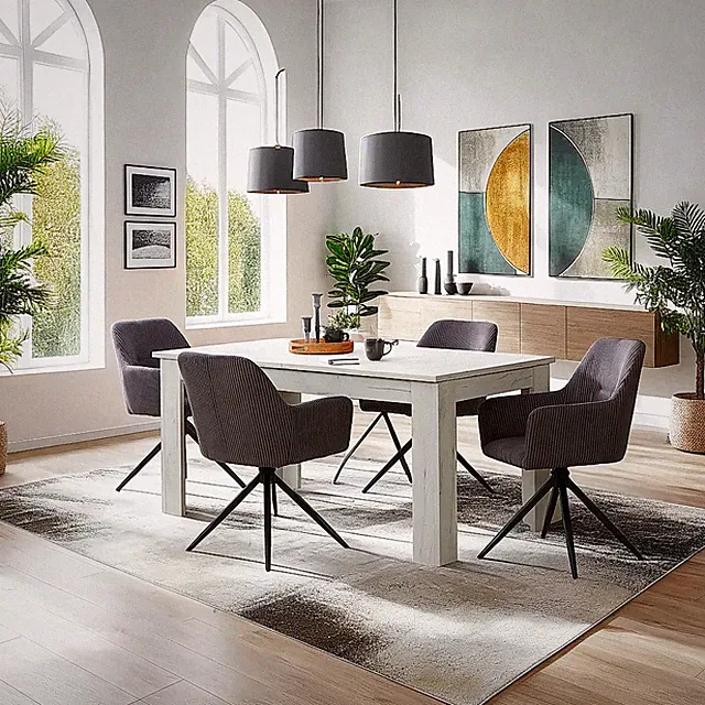 Esstisch Ausziehbar Massiv 4 Stühle Cord Holz Essgruppe Esszimmer Homestyle4u