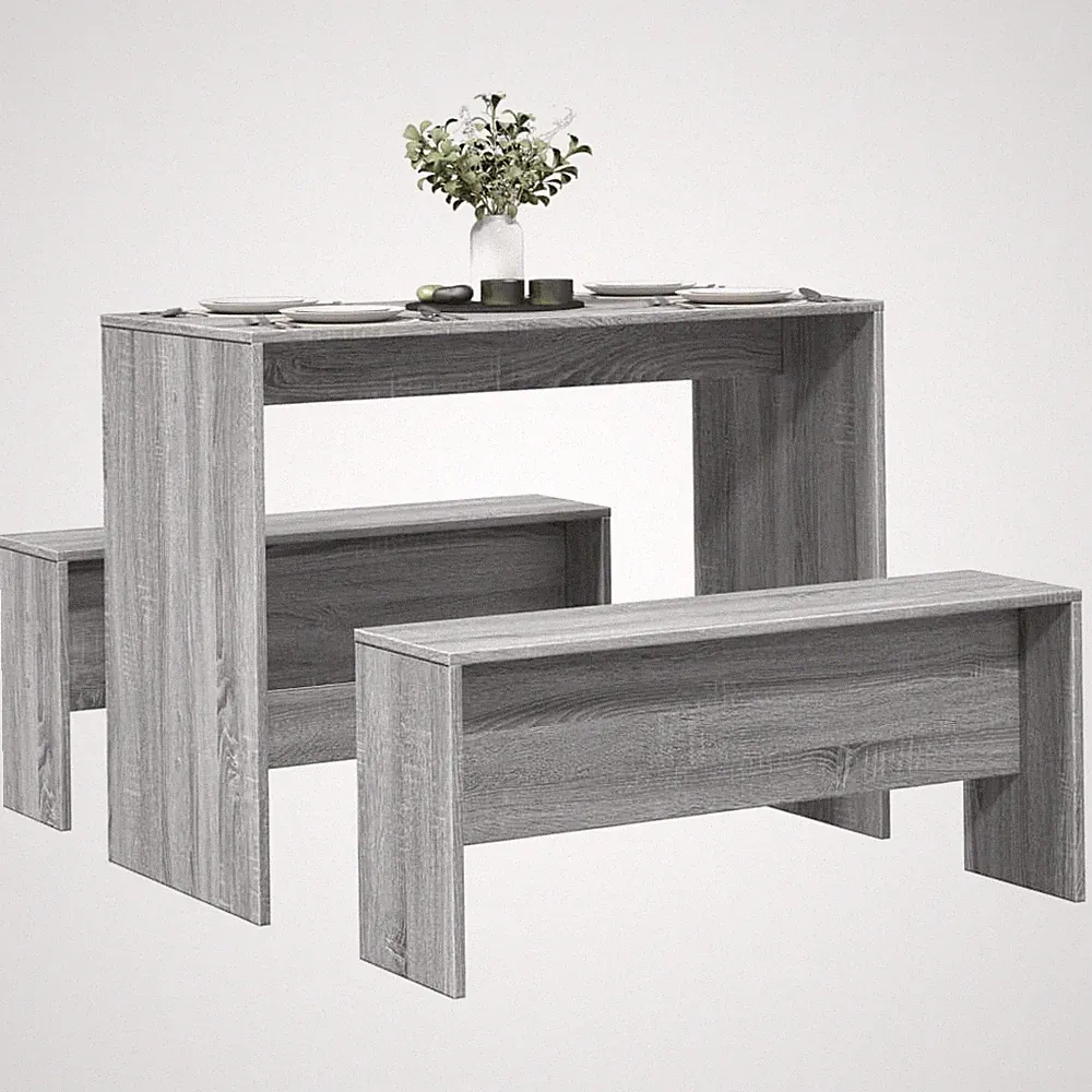 Esstisch Bank Set Sitzgruppe Essgruppe Tischgruppe 3-tlg. Holzwerkstoff vidaXL