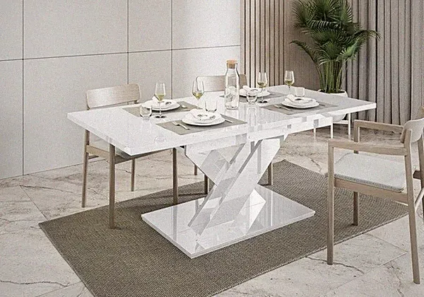 Esstisch BONDIE - Ausklappbar, Tisch, Wohnzimmer, Esszimmertisch, Hochglanz