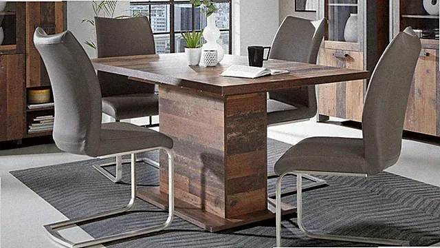 Esstisch Clif Säulentisch Esszimmertisch old wood vintage ausziehbar 160-200x90