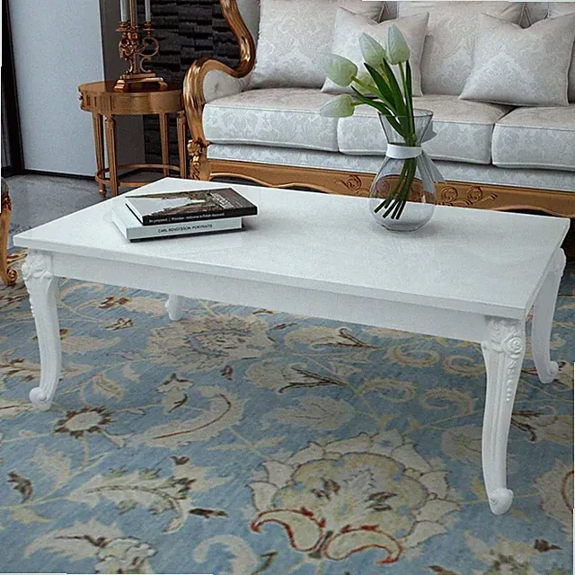 Esstisch Couchtisch in Weiß Hochglanz Wohnzimmer Sofa Kaffeetisch Beistelltisch