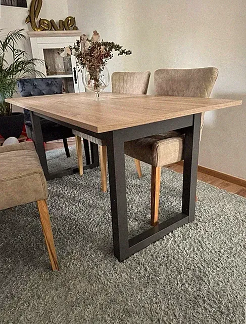 Esstisch DENVER - Artisan Eiche - anthrazit - 120-160x90 cm Esszimmertisch