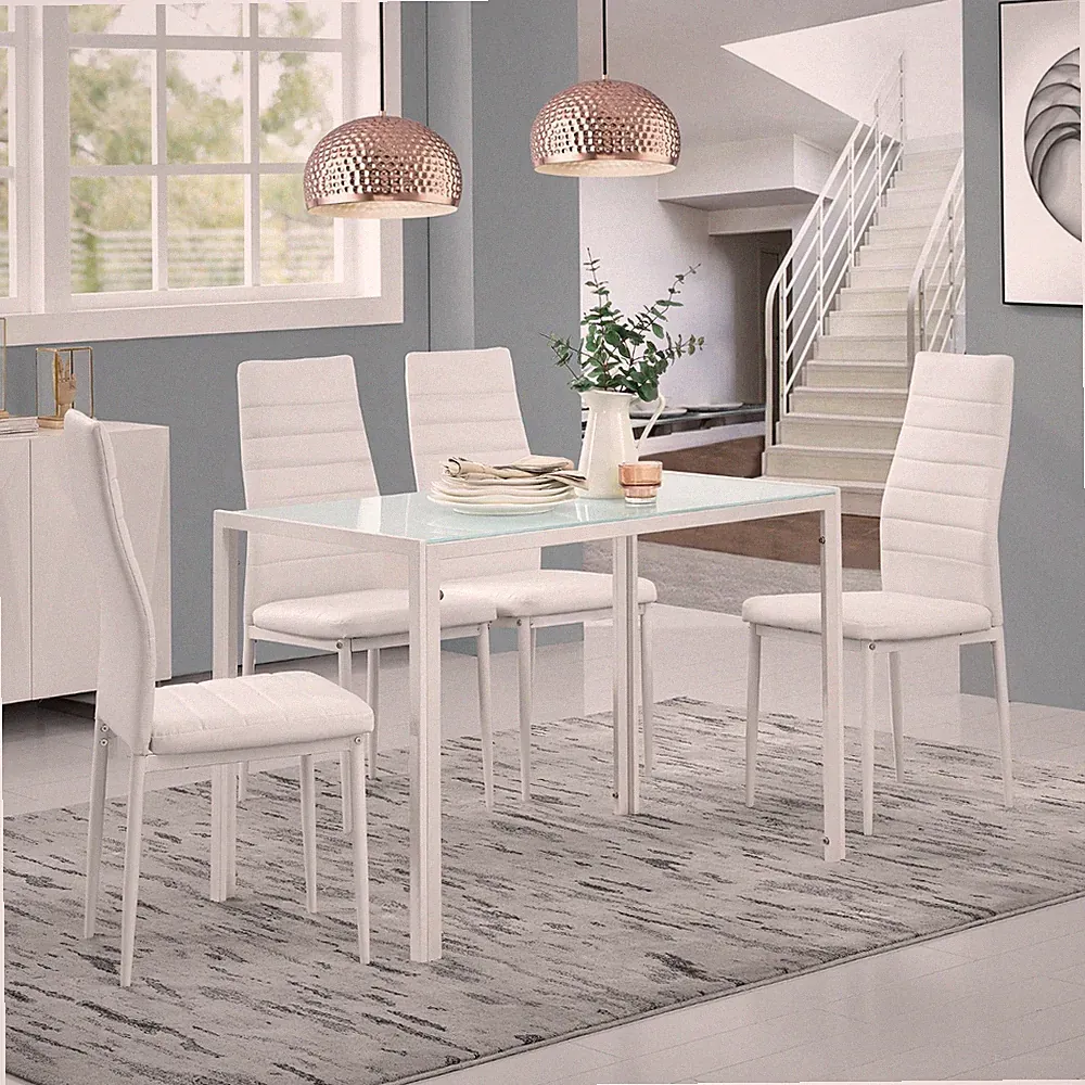 Esstisch Enschede 105x60x75 cm Tischplatte Glas Weiß en.casa