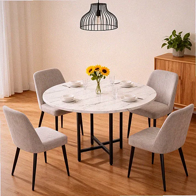 Esstisch Esszimmertisch Küchentisch Speisetisch Marmoroptik+Metall Tischbeine