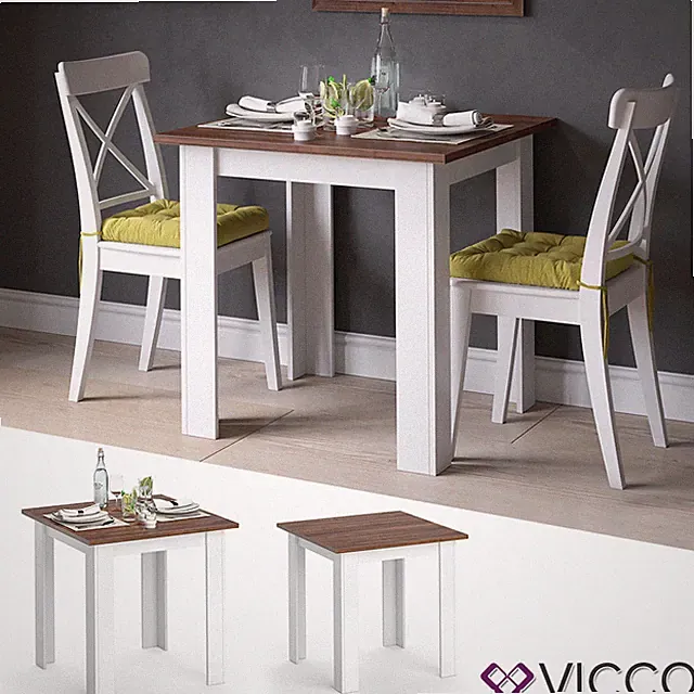 Esstisch Esszimmertisch Wohnzimmer Küchentisch Karlos 80cm Weiß Nussbaum Vicco