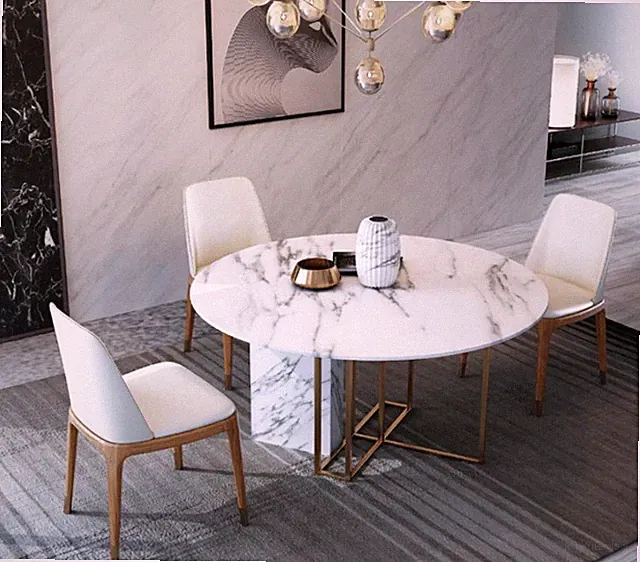 Esstisch Garnitur Stuhl Set 4 Stühle + Tisch Esstische Tische Esszimmer Set Rund