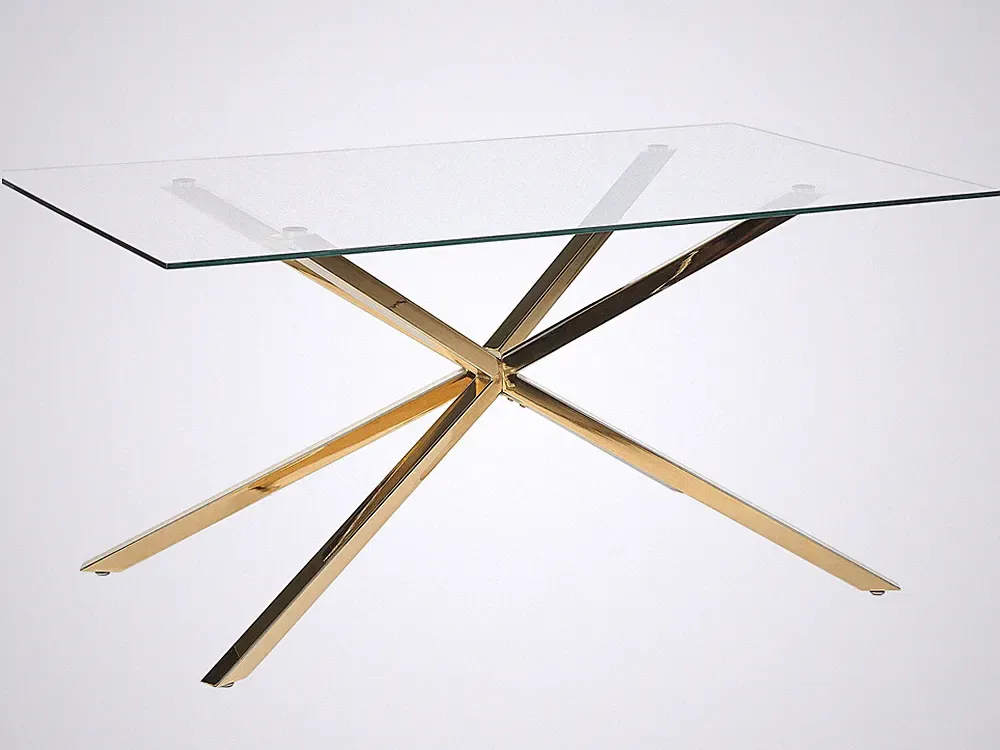 Esstisch Glas transparent rechteckig 160 x 90 cm Metallgestell gold Maramo