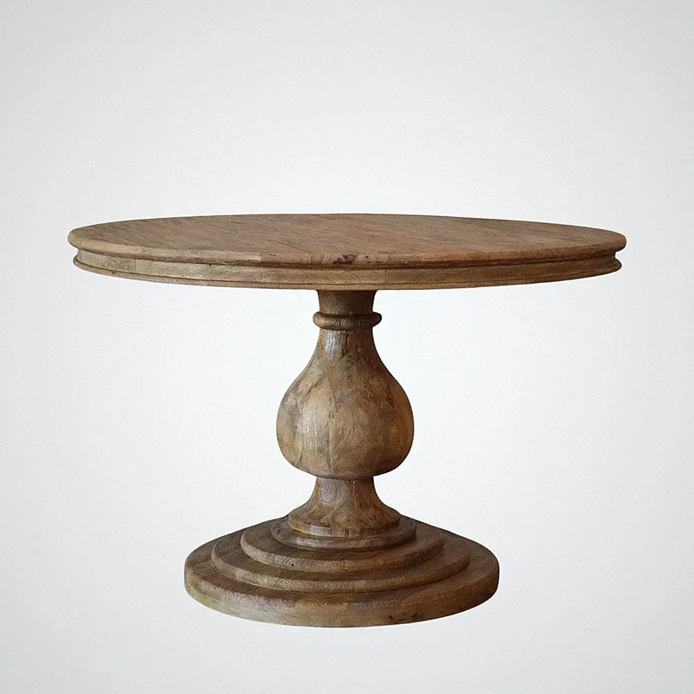 Esstisch HARRISON Ø100-140 braun rustikal massiv Mangoholz Landhaus Antik Design