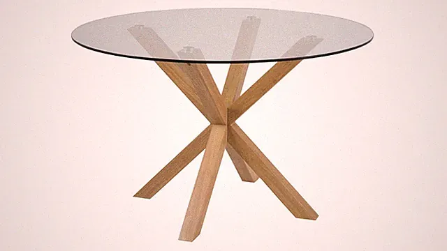 Esstisch Heaven Glasplatte Eiche Optik Skandinavisches Design Ø 119 cm