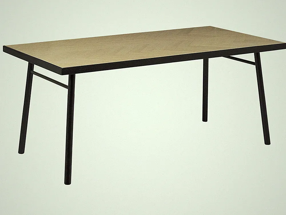 Esstisch heller Holzfarbton 180 x 90 cm für 6 Personen Holzbeine schwarz Ivorie