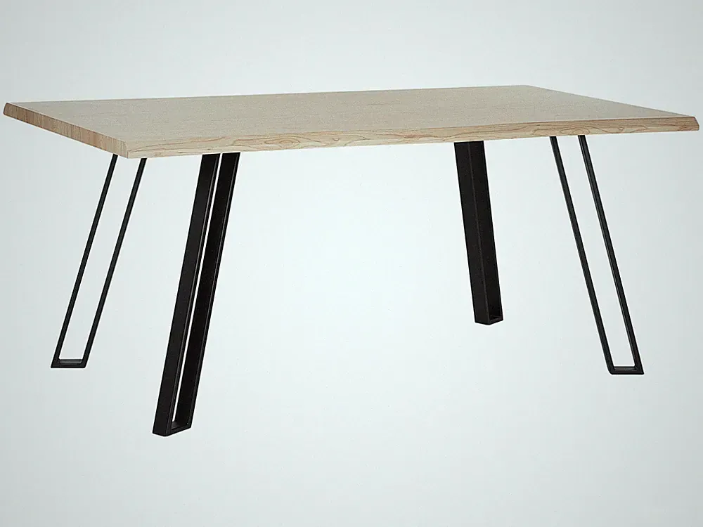 Esstisch heller Holzfarbton/schwarz 180 x 90 cm MDF-Platte minimalistisch Graham