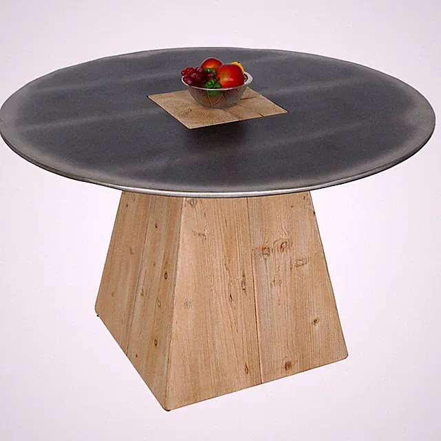 Esstisch HWC-L76, Tisch Esszimmertisch, rund Industrial Massiv-Holz Metall-Optik