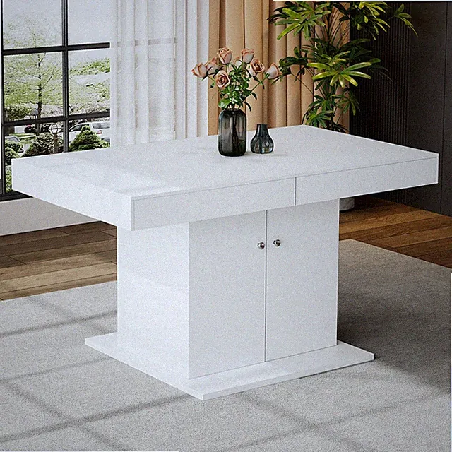 Esstisch klappbar 140-180x80x76 cm, mit Stauraum ausziehbar Küchentisch Weiß DE