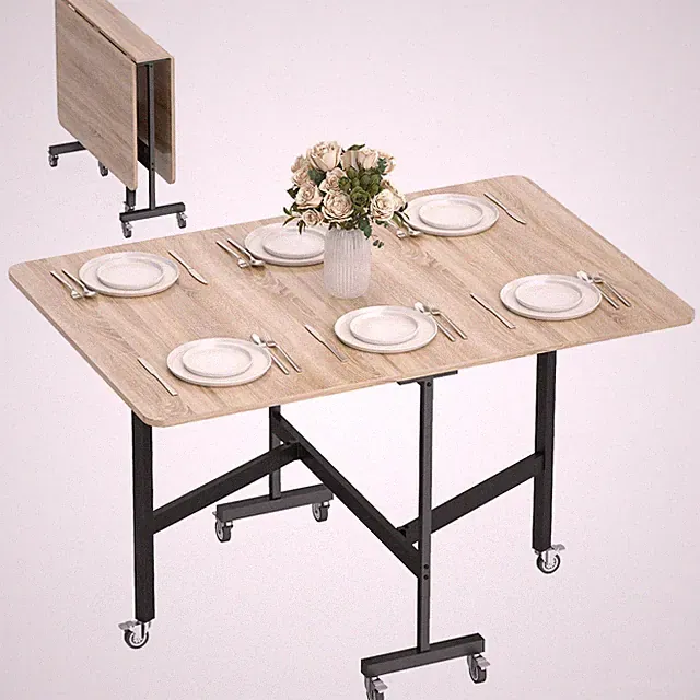 Esstisch, Küchentisch mit Rollen, Klapptisch für 4-6 Personen, für Küche, Eiche