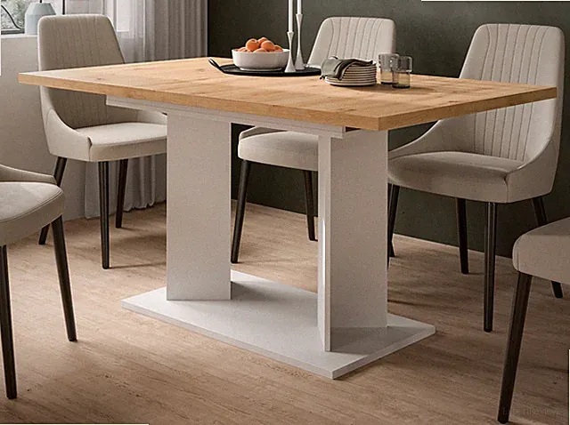 Esstisch Küchentisch Säulen Esszimmer Tisch Eiche ausziehbar 150 - 190 cm Anton