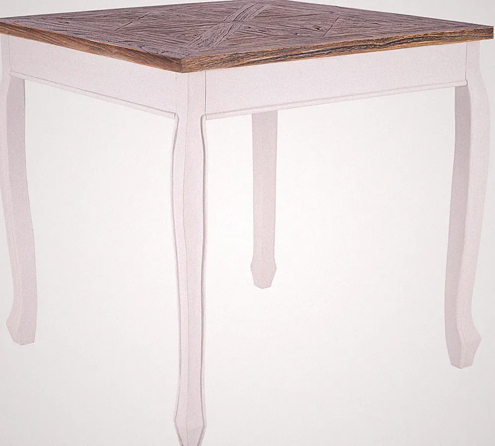 Esstisch Lindon 80x80 cm Shabby Chic eckige Tischplatte aus massivem Ulmenholz