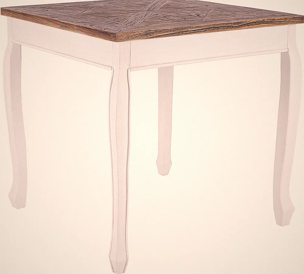 Esstisch Lindon 80x80 cm Shabby Chic Tischplatte eckig aus massivem Ulmenholz