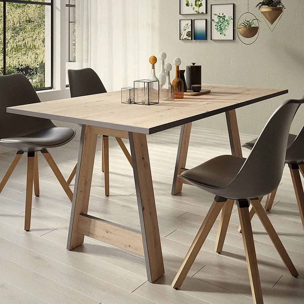 Esstisch LOFT - 160cm - natur - anthrazit - Eichen-Optik - Industrial - zeitlos