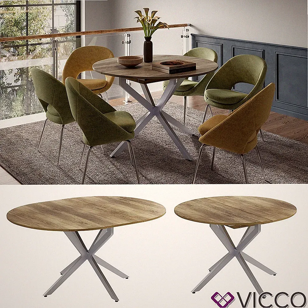 Esstisch Loyd Eiche rustikal Grau 120 x 76,5 cm ausziehbar Vicco