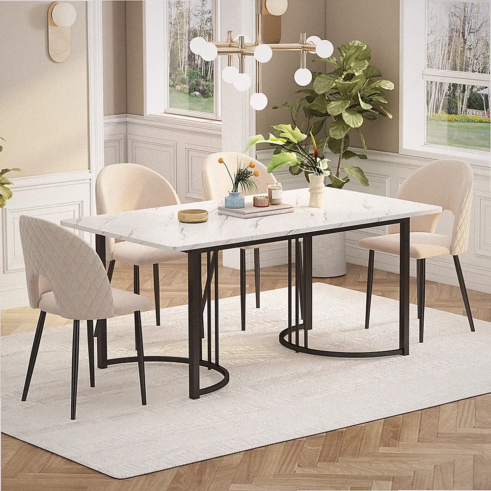 Esstisch Marmoroptik Weiß Esszimmertisch Küchentisch Metallgestell Tisch 140x80