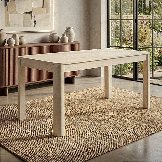 Esstisch Massivholz 120cm Esszimmertisch White Wash Küchentisch 6 Personen Tisch