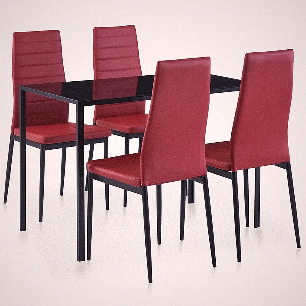Esstisch mit 2/4/6 Stühlen Sitzgruppe Küchentisch Esszimmertisch Glas Tisch Set