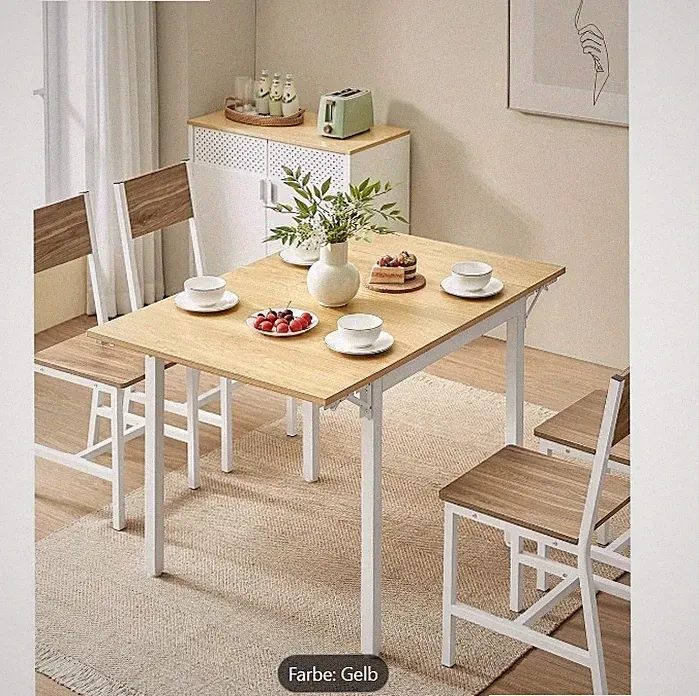 Esstisch mit Ausziehbarem Blatt, für Kleine Räume, Platz für 2-4 Personen, Indus
