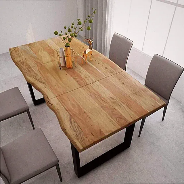 Esstisch mit Baumkante Tisch Massivholztisch Kufenbeine Holz Akazie massiv