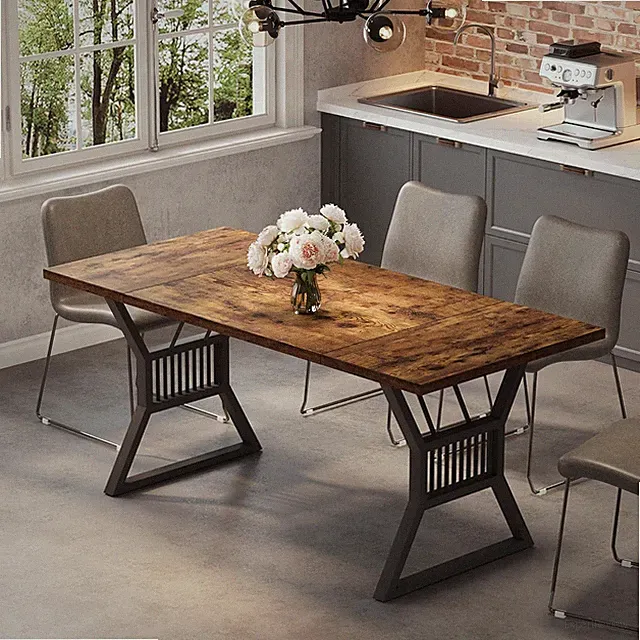 Esstisch mit gerader Kante 180x75cm Massivholz industrial Altholz & X-Fuß