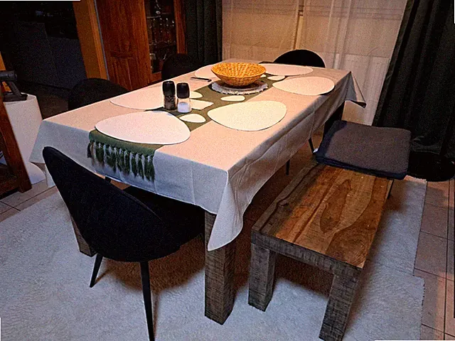Esstisch Mit Sitzbank, 160×90cm, Masivholz Mangoholz, 6 Personen, Rustikal
