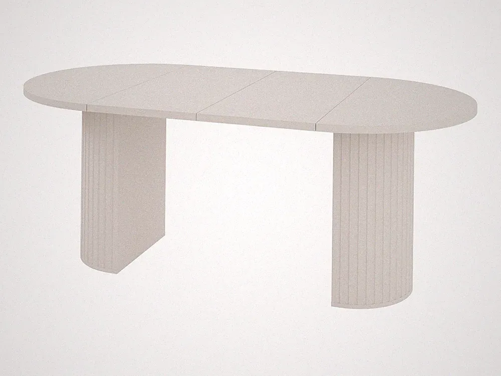 Esstisch oval ausziehbar OVALIO 100–188 cm Sandbeige Lamellen Säulentisch modern