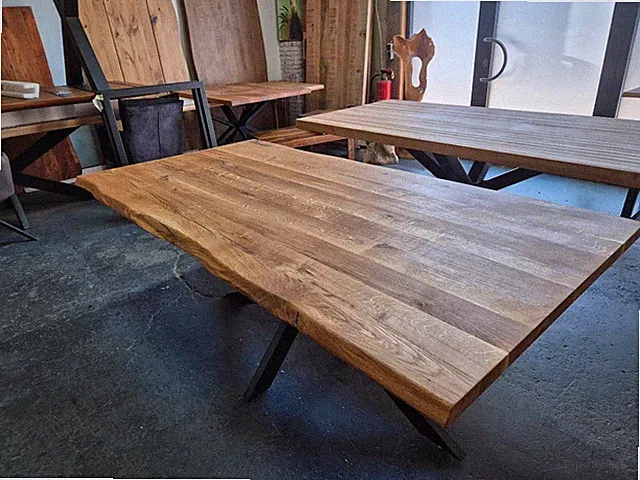 Esstisch Platte Eiche Baumkante 200cm Massiv Unikat Tisch Holz