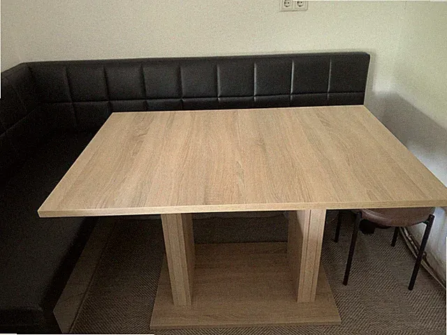 Esstisch rechteckig modern beige Holzoptik Holzmaserung