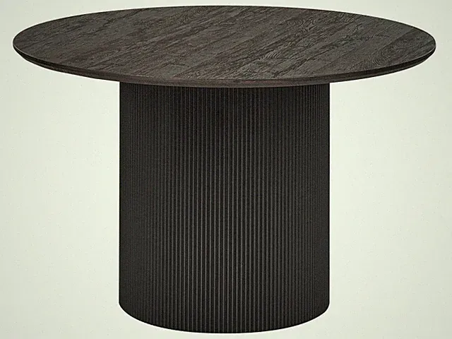 Esstisch rund 120 cm schwarz mit Säulenfuß minimalistischer Stil Sheho