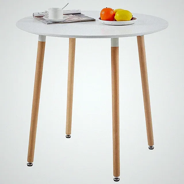 Esstisch Rund MDF Buchenholz 80 x 80 x 75 cm 4 Beine Küchentisch Holztisch Weiß