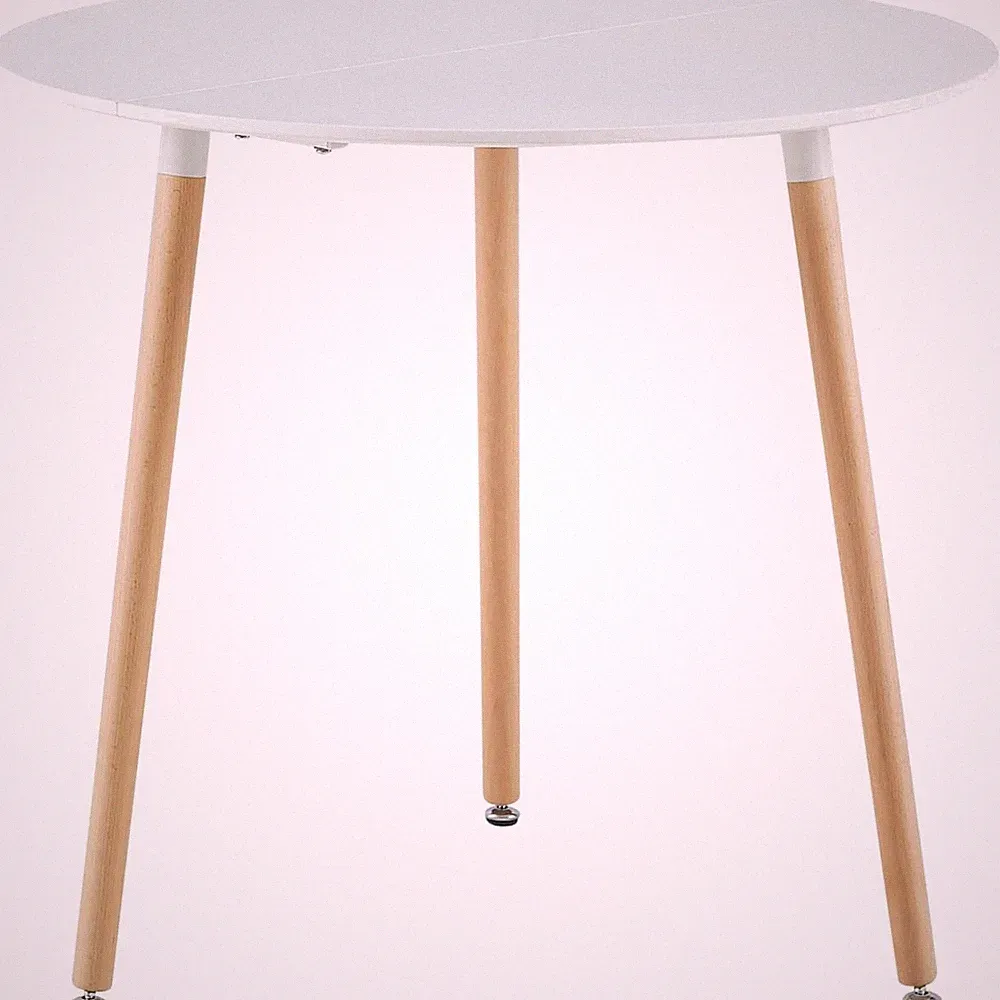 Esstisch runder Holz Küchentisch Weiß Skandinavisch 80x80x74 cm Beinen