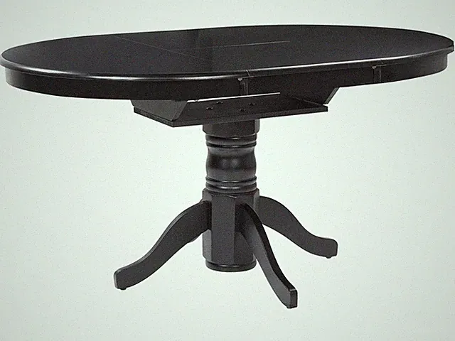 Esstisch schwarz oval ausziehbar 106/150x106 cm Holzbeine Mittelfuß Skandi Akron