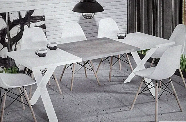 Esstisch StolX 130cm ausziehbar 170cm Metallgestell Weiss Küchentisch Industrial