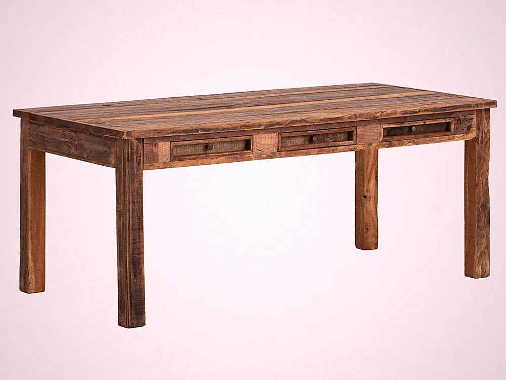 Esstisch Sumatra 180x90 rustikal Altholz Küchentisch mit Schubladen Holztisch