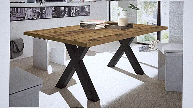 Esstisch The Big Tischsystem Esszimmertisch Plankeneiche und schwarz 200x100 cm